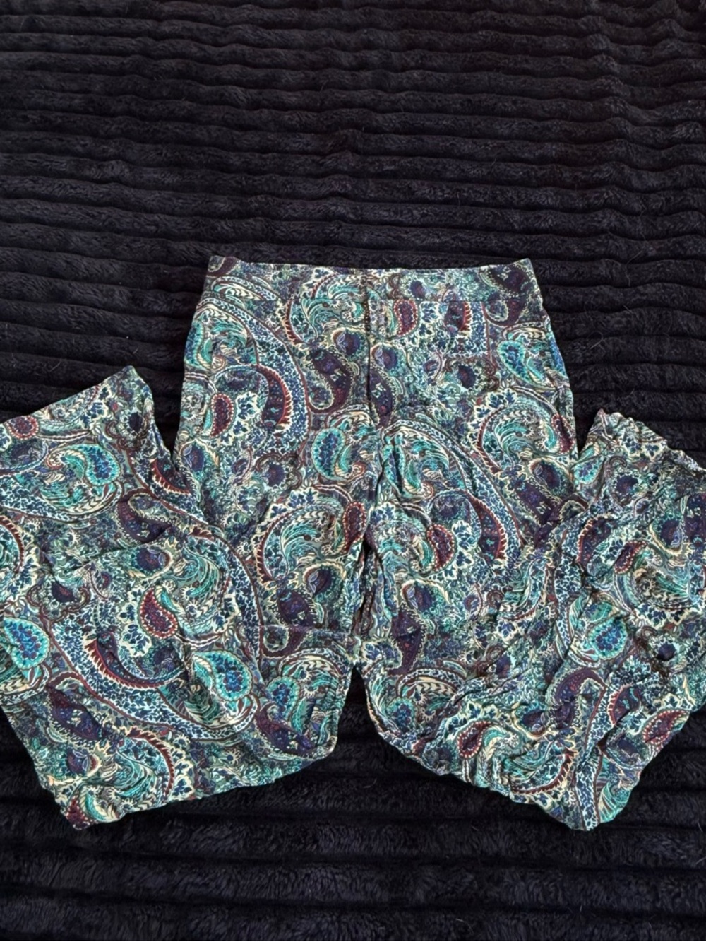 Patterned Paisley Women’s Flare Pants - Teal Multicolor